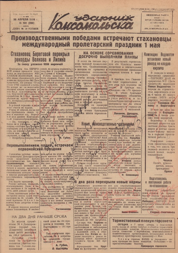 Ударник Комсомольскак 225